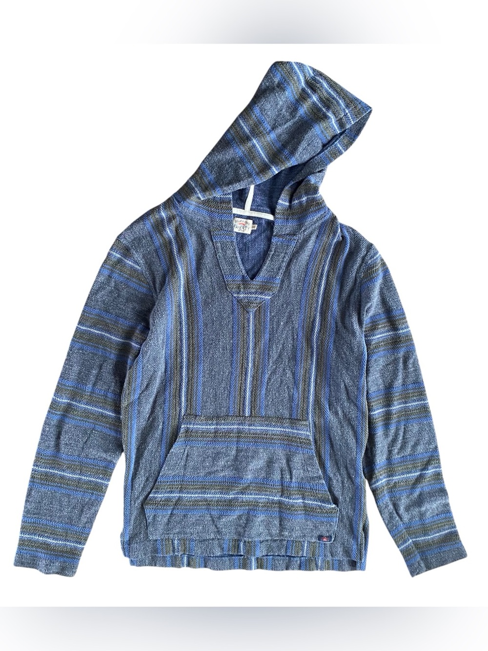 Faherty Terry Baha Poncho Hoodie Beach Pullover Southwest Striped Mens Medium
